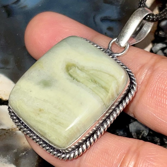 Green Larsonite Pendant 1 7/8” - Picture 3 of 17